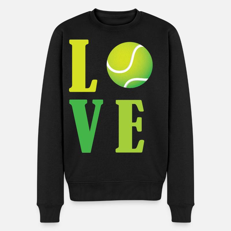 Ich liebe Tennis - Männer Premium Bio Pullover - Schwarz