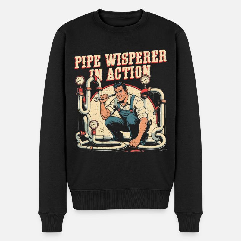 Rohrleger Rohrleitungsbauer Pipe Whisperer - Männer Premium Bio Pullover - Schwarz