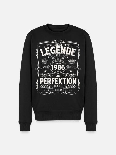40th Birthday Legend January 1986 - Men's Premium Organic Jumper - black