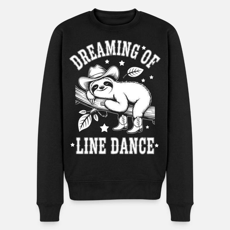 Faultier  Dreaming of Line Dance - Männer Premium Bio Pullover - Schwarz