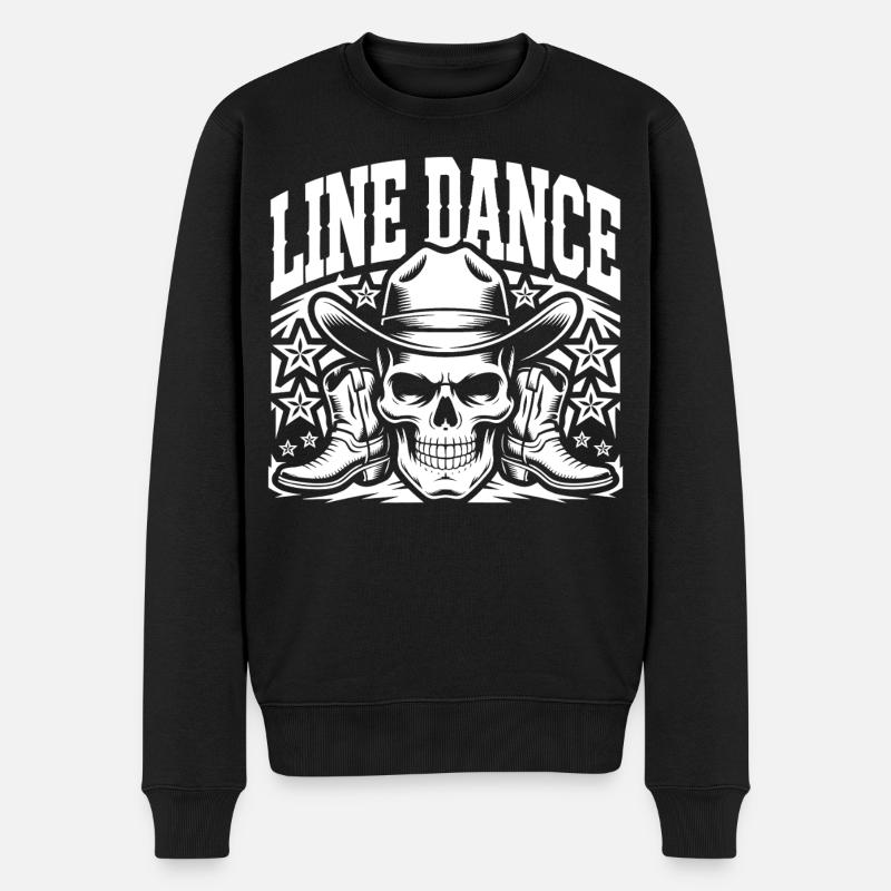 Line Dance Schädel Cowboy - Männer Premium Bio Pullover - Schwarz