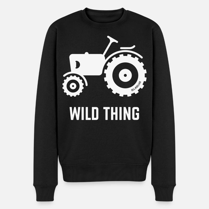 Wild Thing (Tracteur / Fermier / Blanc) - Pull Premium bio Homme - noir