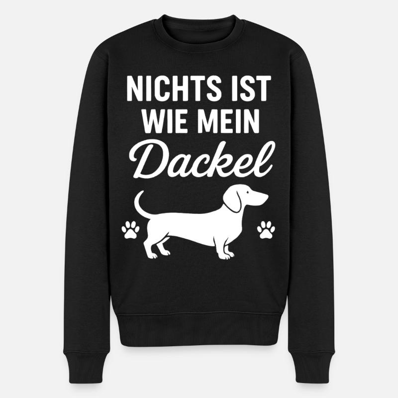 Dackel Spruch Liebe - Männer Premium Bio Pullover - Schwarz