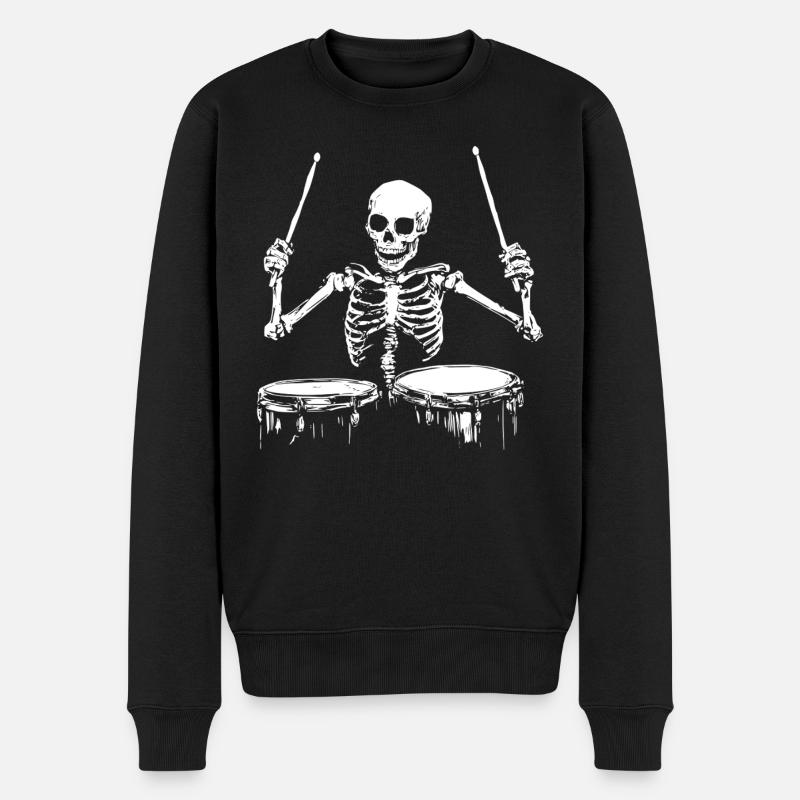 Batteur Squelette Batterie Batterie Batterie - Pull Premium bio Homme - noir