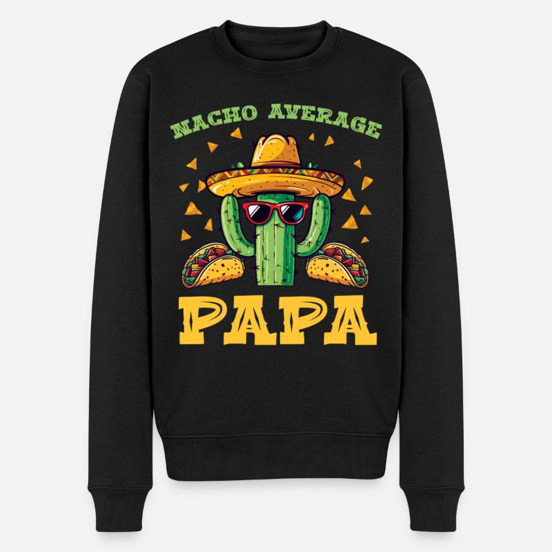 Kaktus Papa Fiesta - Männer Premium Bio Pullover - Schwarz