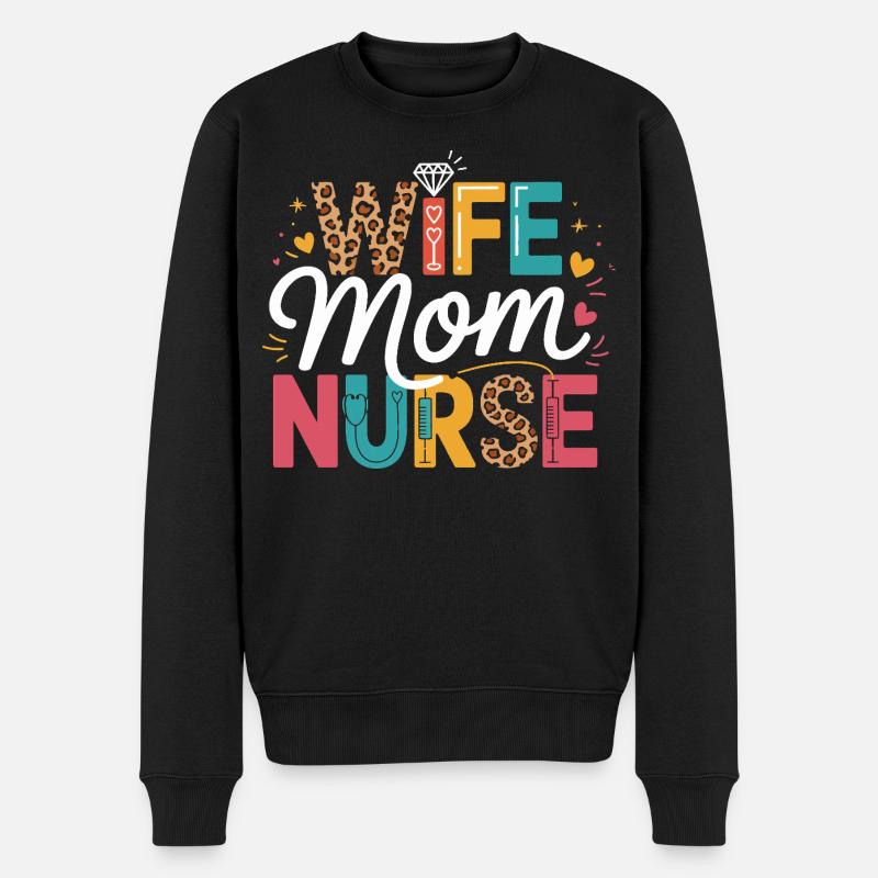 Épouse Maman Infirmière Léopard - Pull Premium bio Homme - noir
