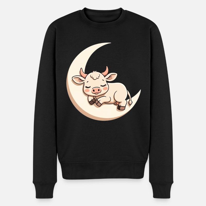 Vache lunaire en sommeil - Pull Premium bio Homme - noir
