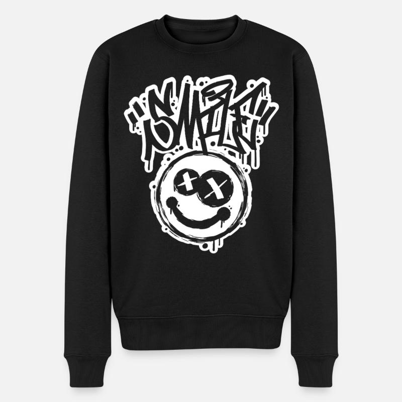 Lettres Smile Face Graphitti - Pull Premium bio Homme - noir