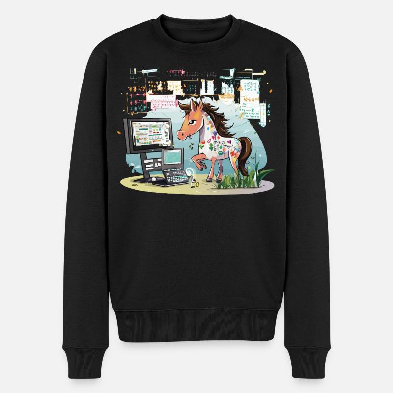 Digital Graffiti Pony - Männer Premium Bio Pullover - Schwarz