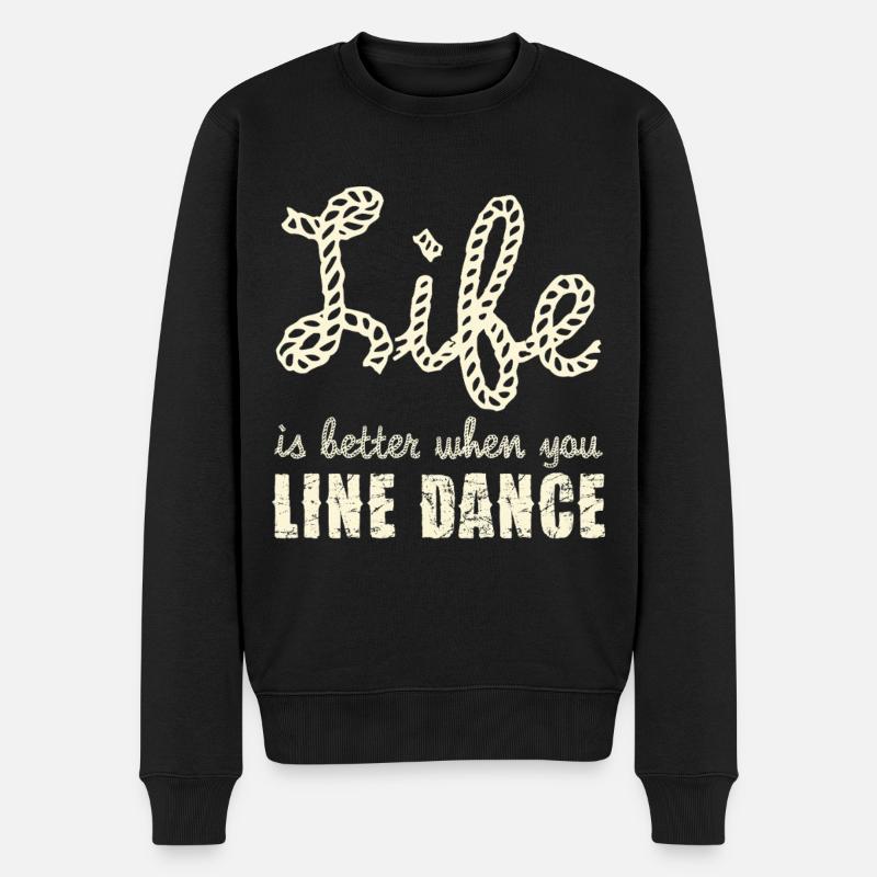 Line Dance Lebensfreude Rope Schrift - Männer Premium Bio Pullover - Schwarz