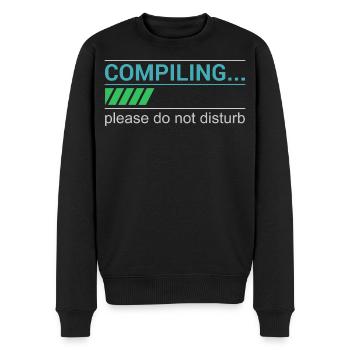 Lustiges Programmierer T-Shirt - Compiling Please - Männer Premium Bio Pullover - Schwarz - Vorne - Nico (187cm)