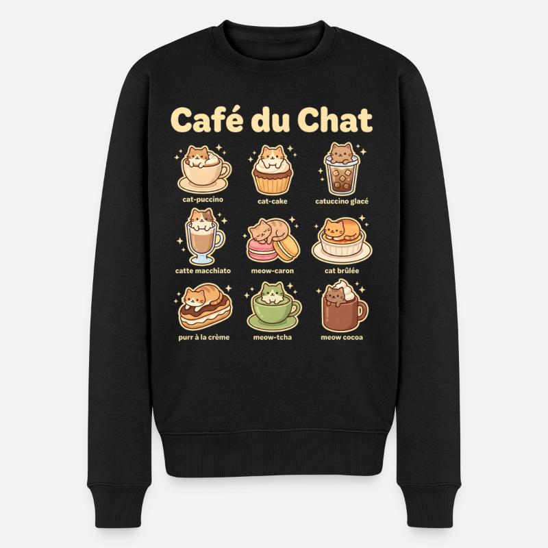 Café du Chat Katzengenuss - Männer Premium Bio Pullover - Schwarz