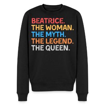 Beatrice, die Frau, der Mythos, die Legende, die Königin, - Männer Premium Bio Pullover - Schwarz - Vorne - Nico (187cm)