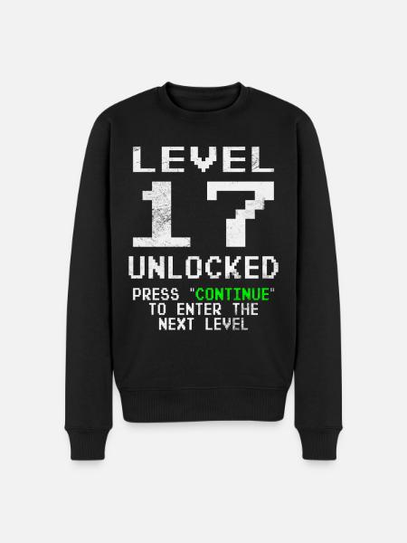 Level Unlocked Gamer Birthday 17 Years - Men's Premium Organic Jumper - black