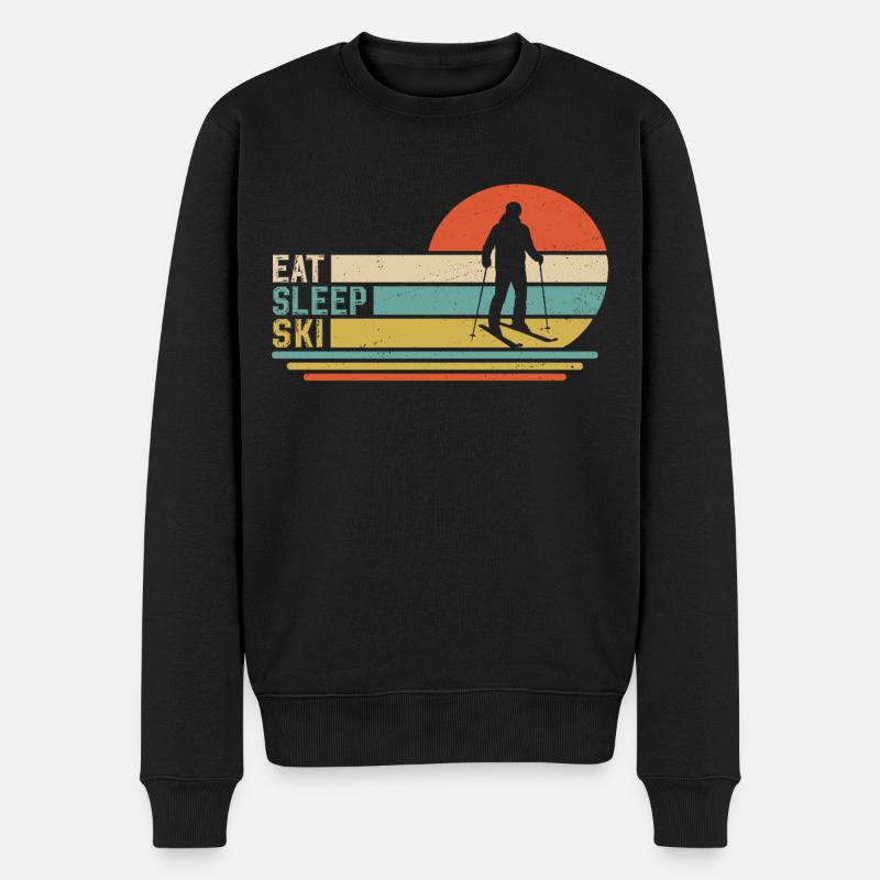 eat sleep ski  - Männer Premium Bio Pullover - Schwarz