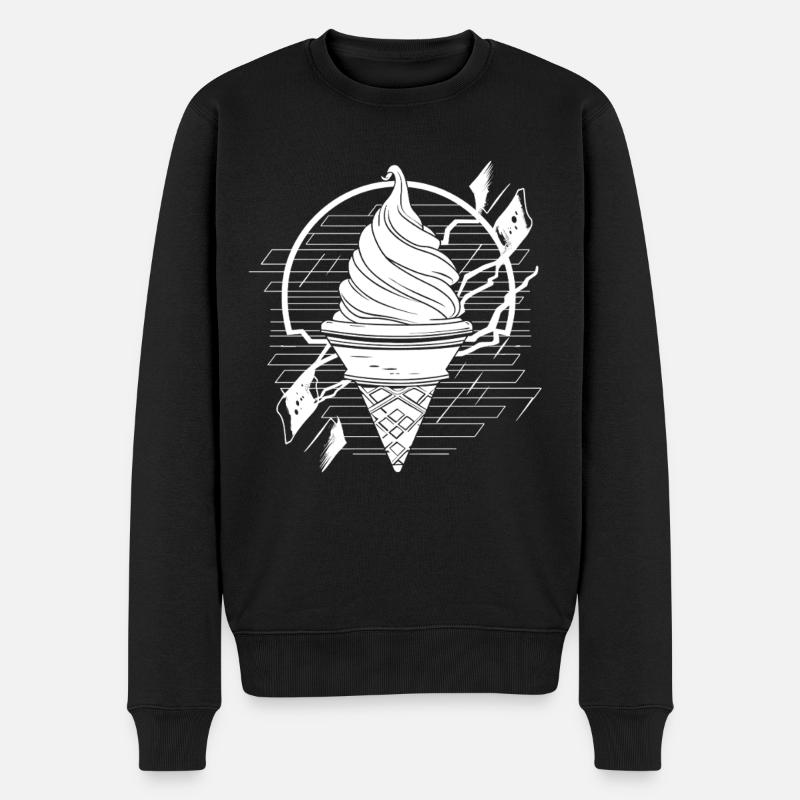 Softeis Zeichnung - Männer Premium Bio Pullover - Schwarz