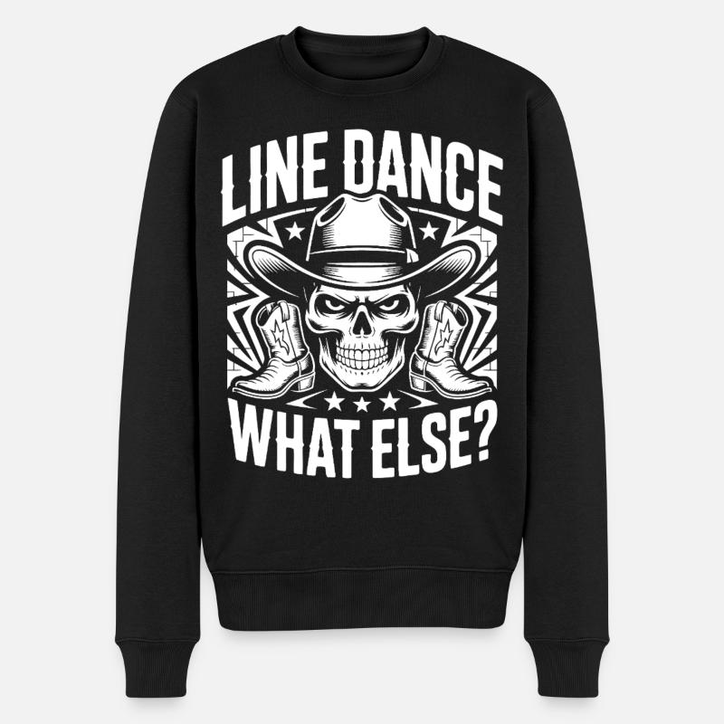 Line Dance Skull Cowboy - Männer Premium Bio Pullover - Schwarz