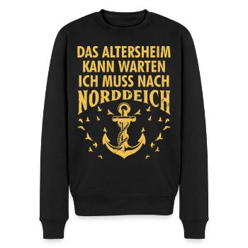 Grandpa RETIREMENT HOME CAN WAIT HAS TO GO TO NORDDEICH - Men's Premium Organic Jumper - black - Front - Nico (187cm)