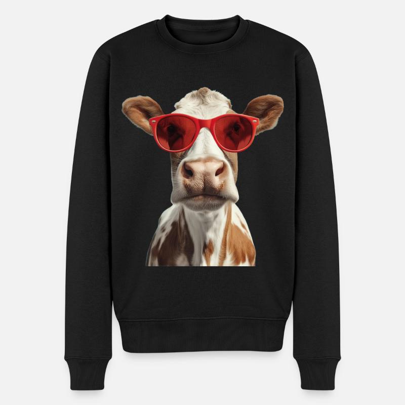 Vache avec lunettes de soleil - Pull Premium bio Homme - noir