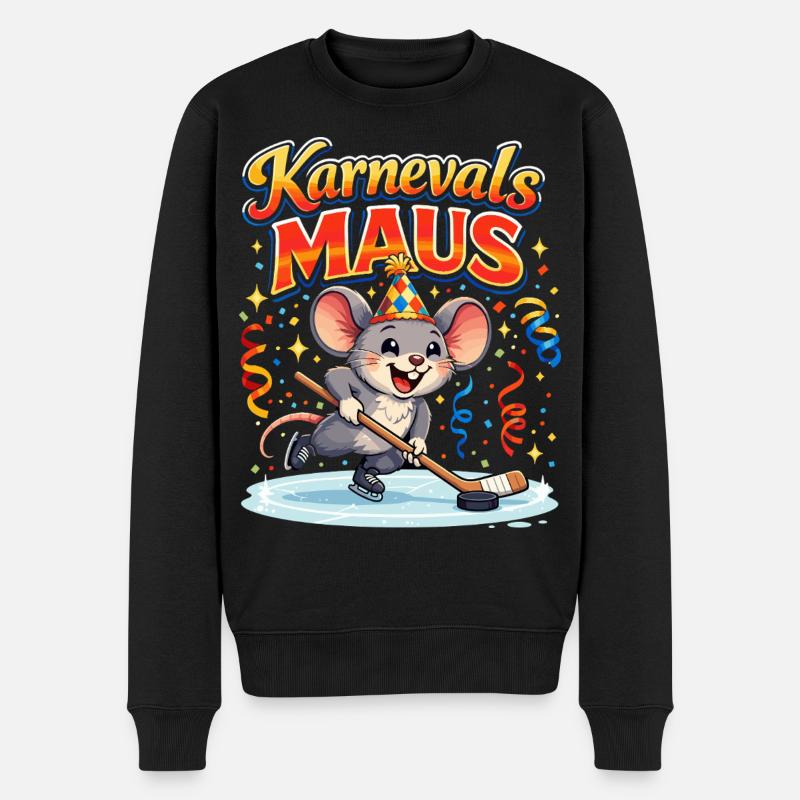 karneval maus kostüm Eishockey  - Männer Premium Bio Pullover - Schwarz
