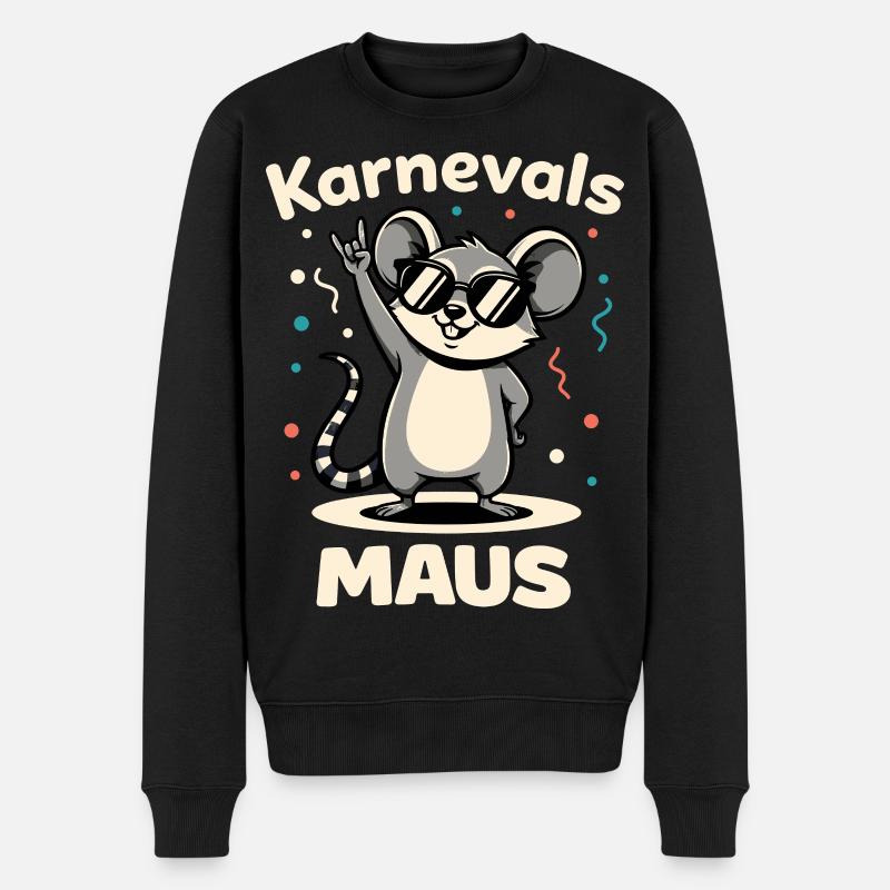 Karneval Rockmusik Karnevalsmaus Niedlich - Männer Premium Bio Pullover - Schwarz