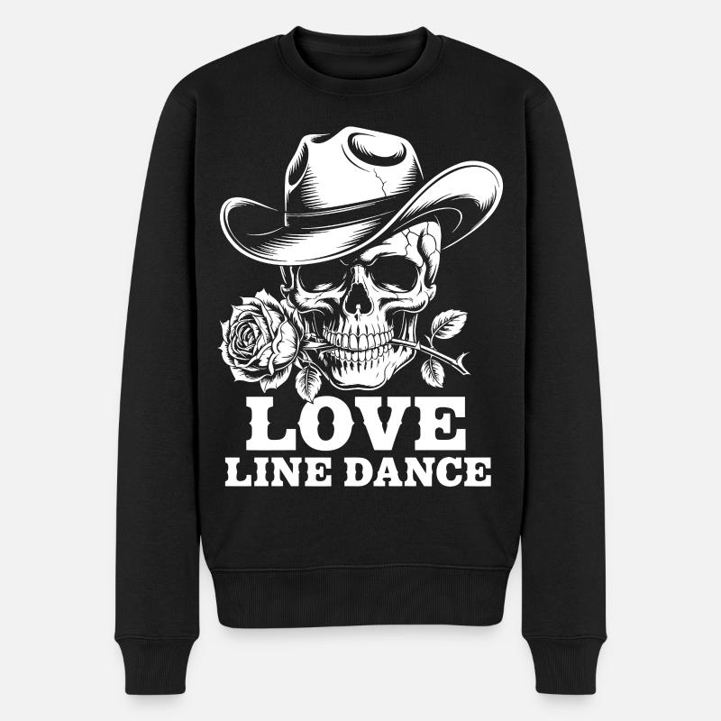 Danse en ligne d’amour Cowboy Skull - Pull Premium bio Homme - noir