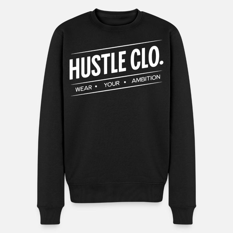 Hustle Clo Ambition Logo - Männer Premium Bio Pullover - Schwarz