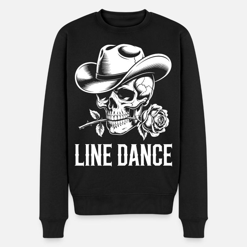 Line Dance Schädel mit Rose - Männer Premium Bio Pullover - Schwarz