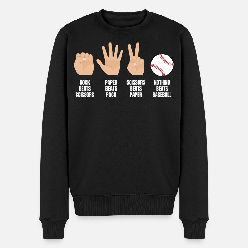 Pierre, papier, ciseaux, rien ne vaut le baseball - Pull Premium bio Homme - noir