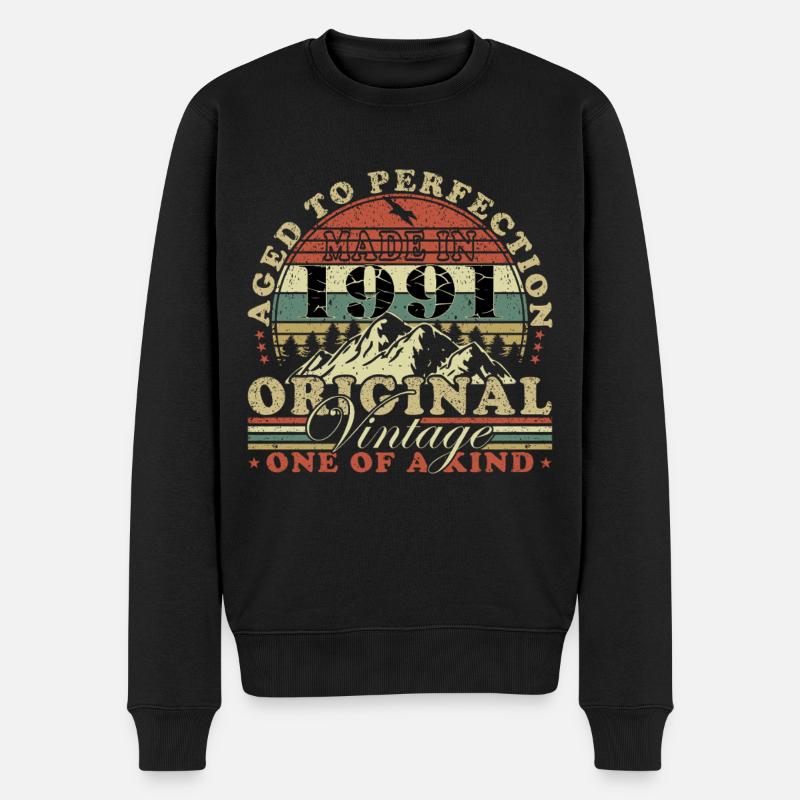 Made in 1991 - Geburtsjahr - Männer Premium Bio Pullover - Schwarz