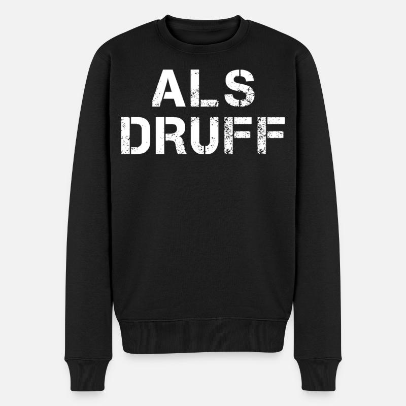ALS DRUFF Hessisch Spruch Hessen  - Männer Premium Bio Pullover - Schwarz