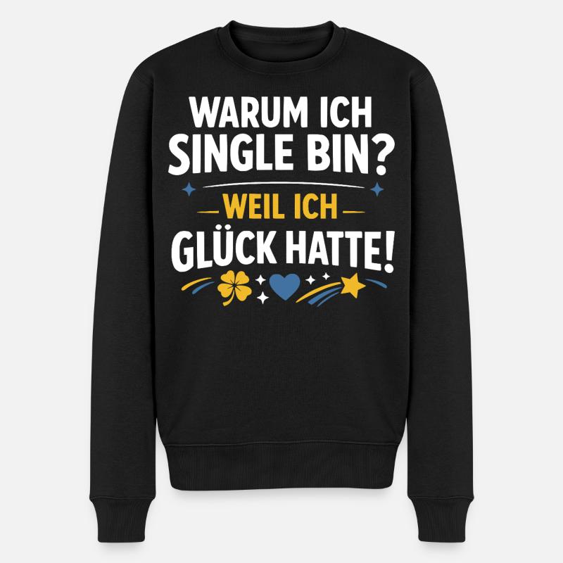 Single lustiger Spruch - Männer Premium Bio Pullover - Schwarz