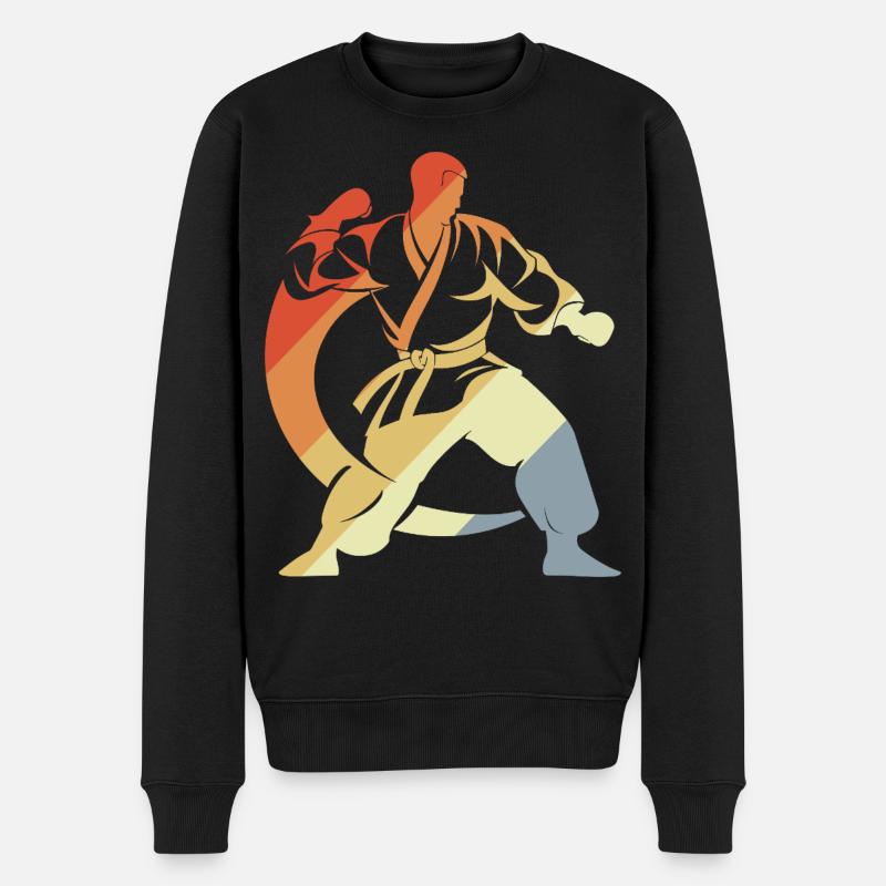 Karateka Skizze - Männer Premium Bio Pullover - Schwarz