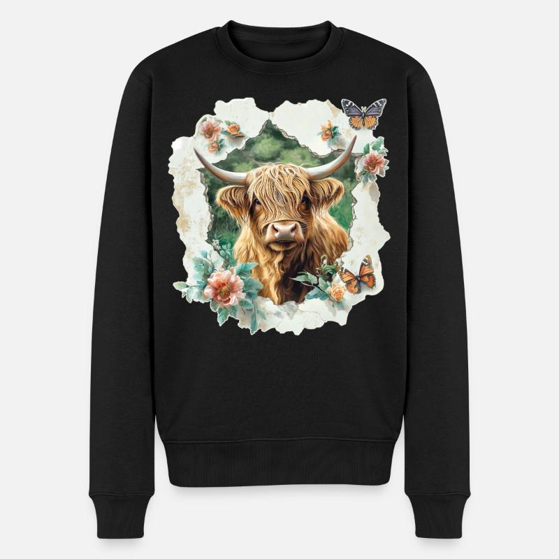 Bovins Highland - Pull Premium bio Homme - noir