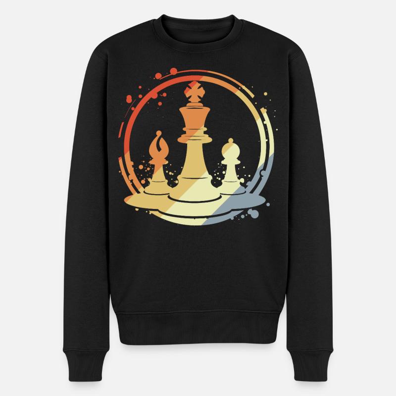 Schachfiguren im Retro Stil - Männer Premium Bio Pullover - Schwarz