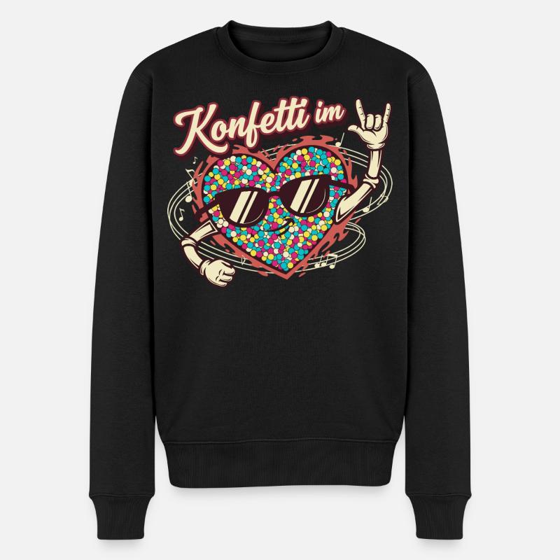 Konfetti im Herzen - Lustiges Geschenk - Männer Premium Bio Pullover - Schwarz