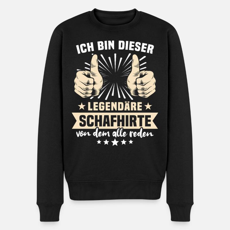 Schafhirte Sprüche - Männer Premium Bio Pullover - Schwarz