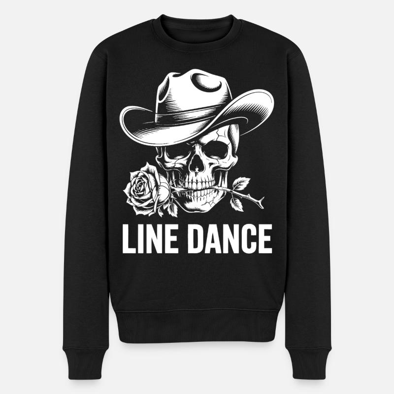 Line Dance Skull mit Rose - Männer Premium Bio Pullover - Schwarz