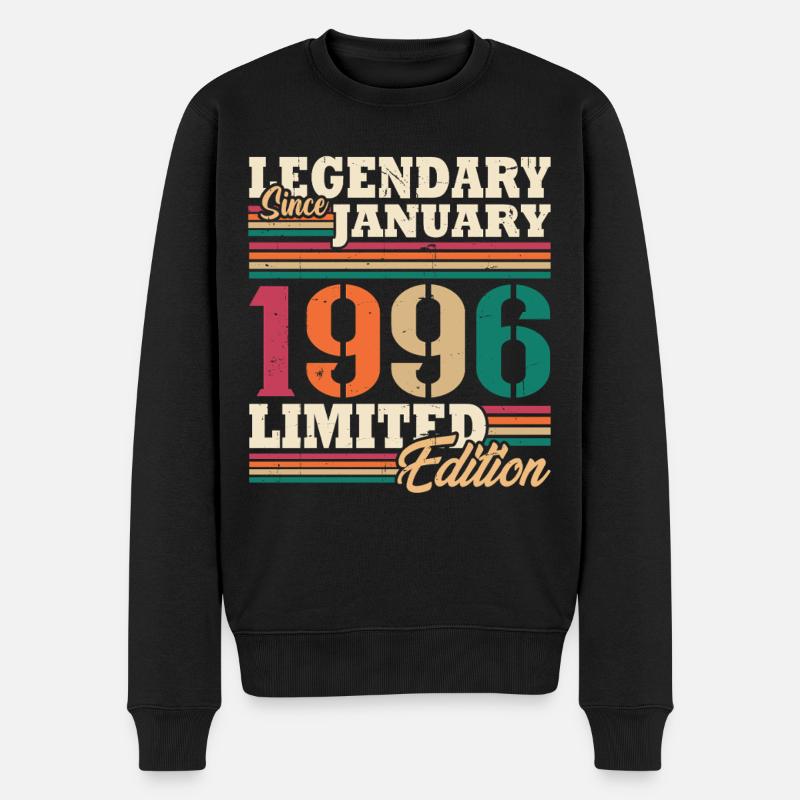 Retro-Geburtstagsgeschenk im Januar 1996 - Männer Premium Bio Pullover - Schwarz
