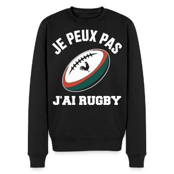 Ich kann nicht, ich habe Rugby. - Männer Premium Bio Pullover - Schwarz - Vorne - Nico (187cm)