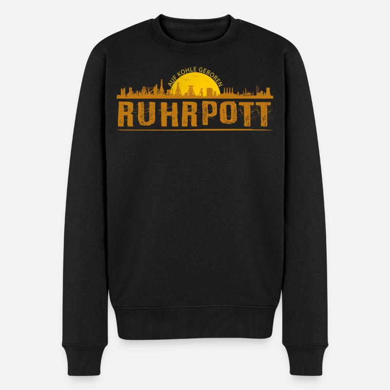 Ruhrpott Skyline - Männer Premium Bio Pullover - Schwarz