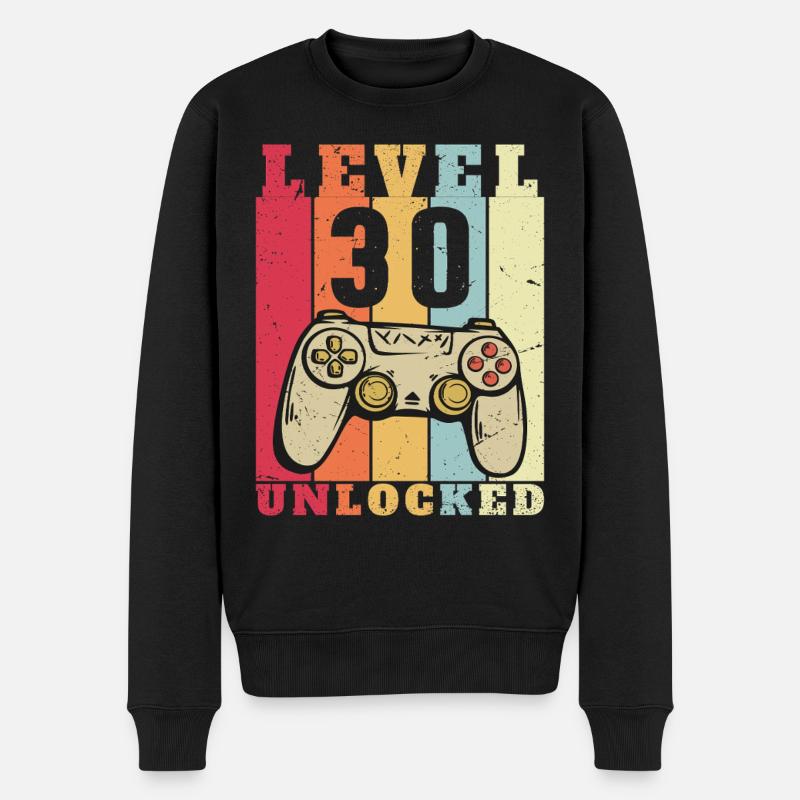 Level 30 Vollständiges 30-jähriges Jubiläum - Männer Premium Bio Pullover - Schwarz