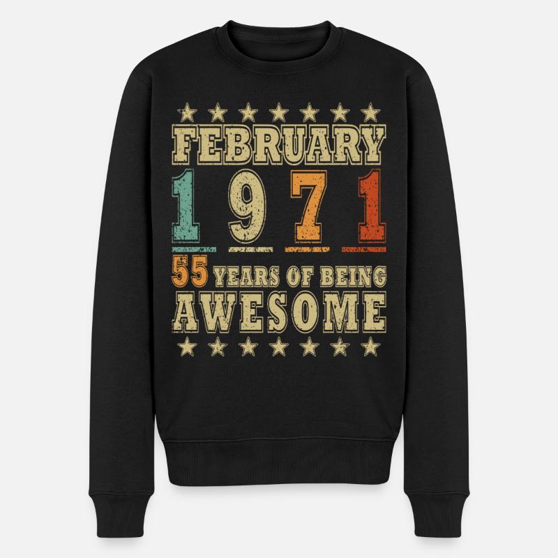 55e anniversaire février 1971 Millésime - Pull Premium bio Homme - noir