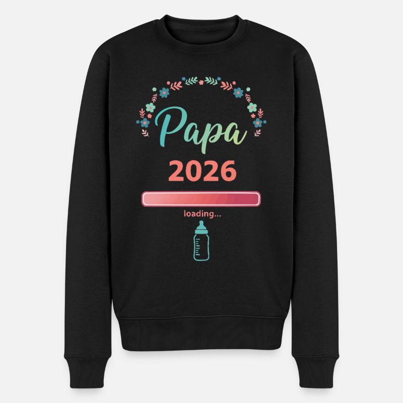 Papa 2026 Loading – Werdender Vater - Männer Premium Bio Pullover - Schwarz