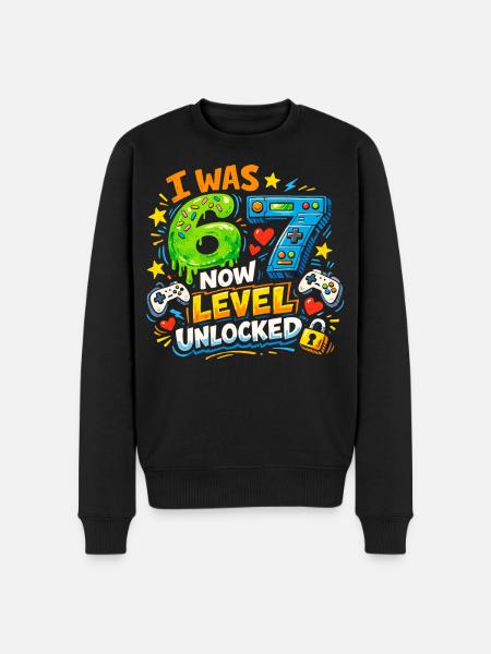 Jeg var 6 år nu, Level 7, låst op 7-års fødselsdagsgamer 67 - Økologisk premium-sweatshirt til mænd - sort
