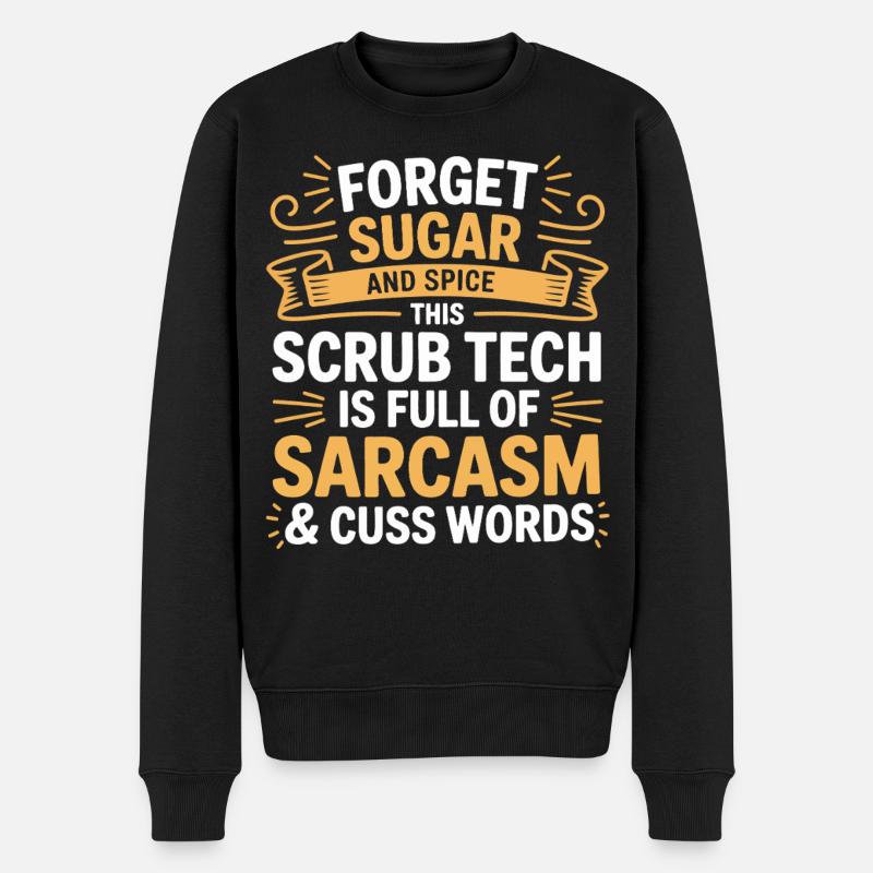Tech Sarkasmus Scrub Humor - Männer Premium Bio Pullover - Schwarz