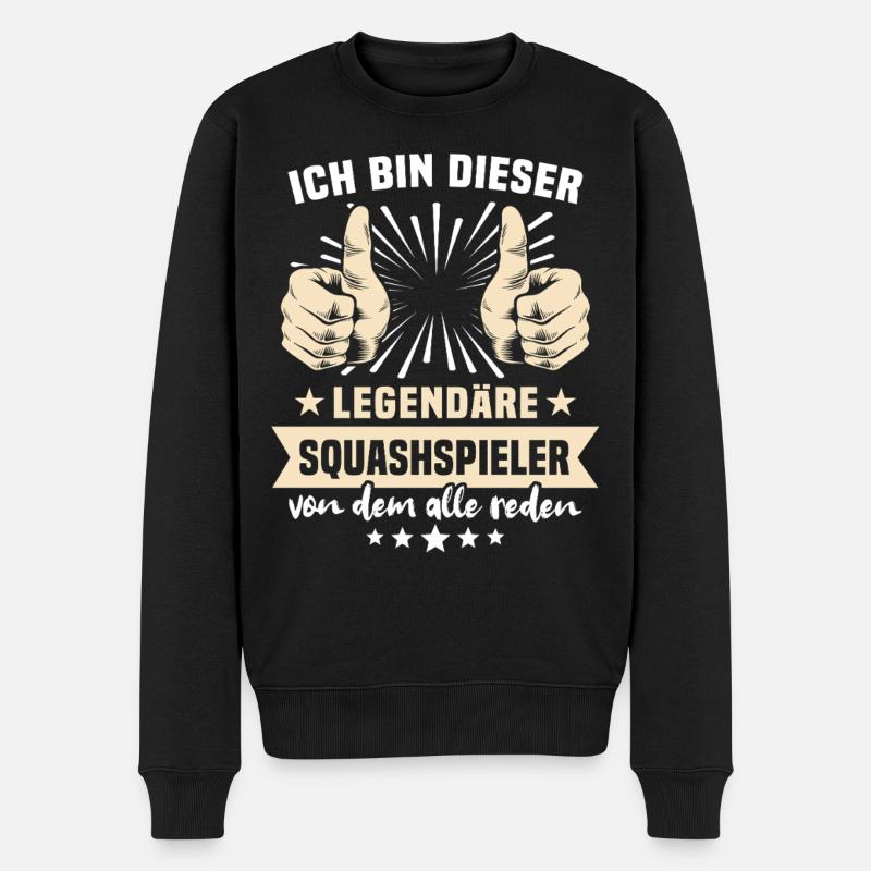 Squashspieler Sprüche - Männer Premium Bio Pullover - Schwarz