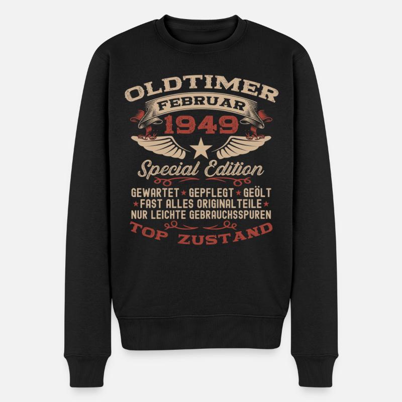 77e anniversaire Oldtimer Février 1949 - Pull Premium bio Homme - noir