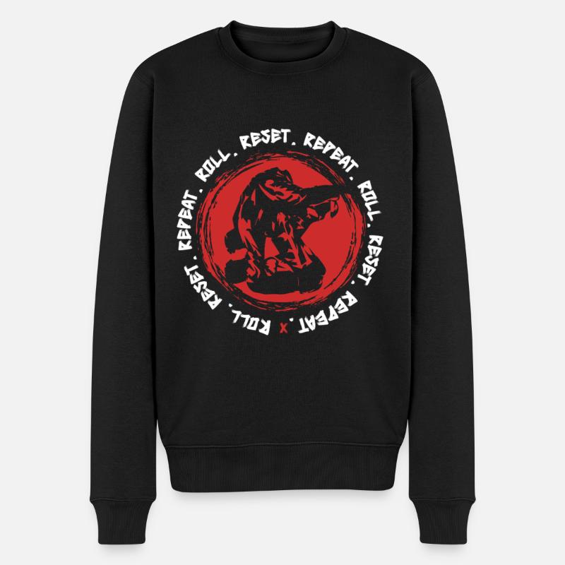 Judo Kampfsport Roll Reset Repeat - Männer Premium Bio Pullover - Schwarz