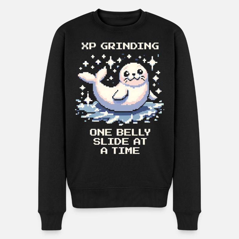 XP-Grind | Seehund Bauchslide - Männer Premium Bio Pullover - Schwarz